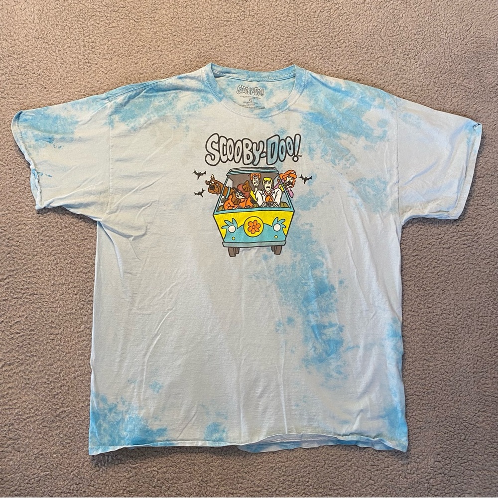 Scooby-Doo! Mystery Incorporated Blue White Tie Dye Tee Shirt Men’s Size XL
